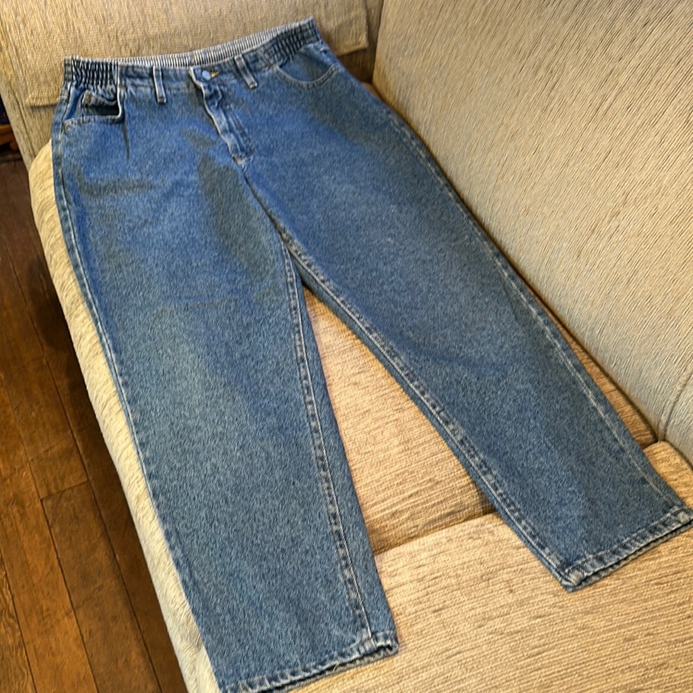 VINTAGE LL Bean Comfort Elastic Waist Jeans 100% Cotton Medium Wash 16 Regular